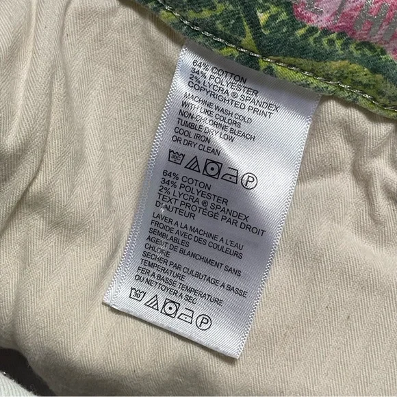 Tommy Bahama Ella Twill Pink Green Tropical High Rise Crop Pants Sz 12 - Picture 13 of 15